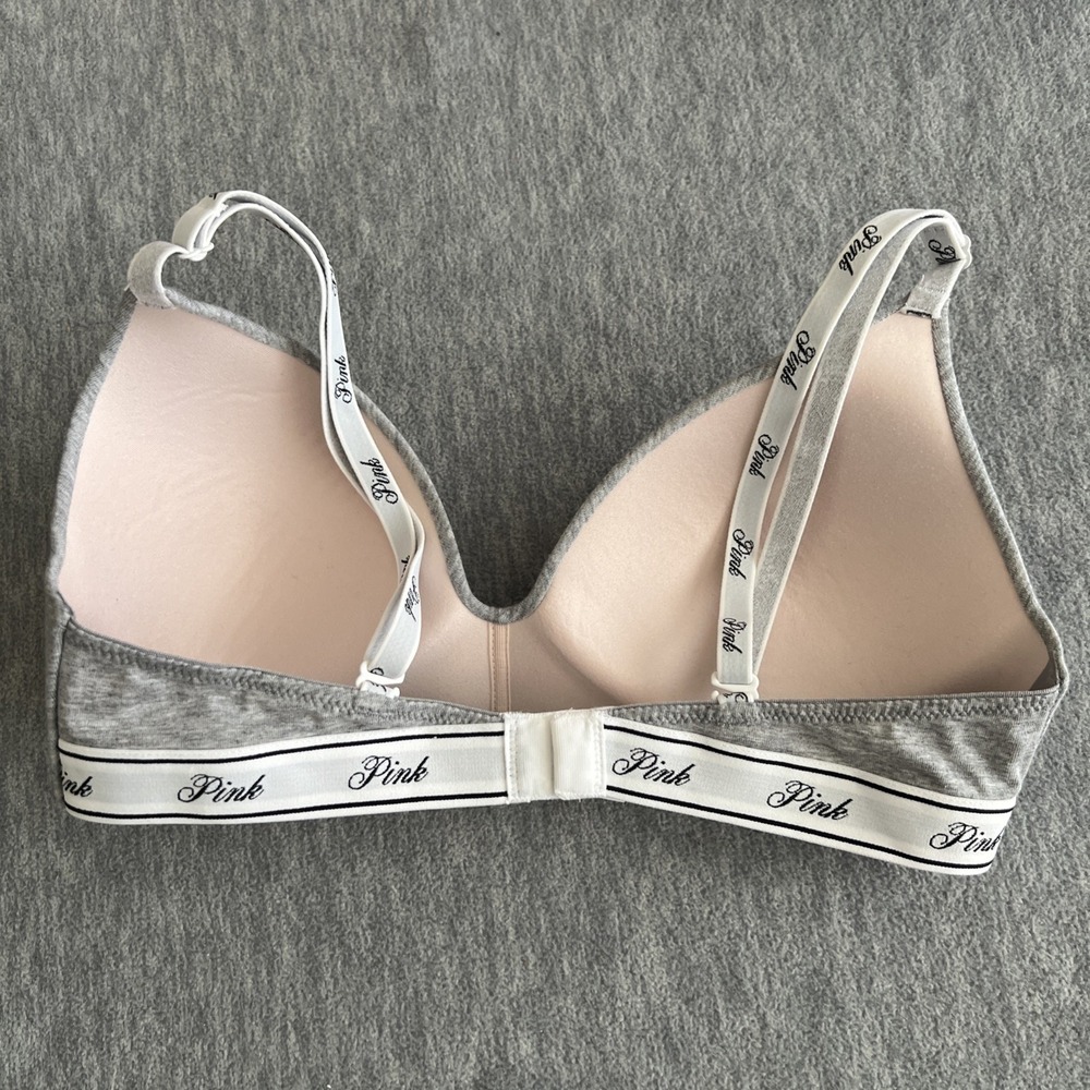 Victoria's Secret PINK Bra 32C Wear Everywhere Wireless Gray Lightly Padded EUC - Picture 5 of 12